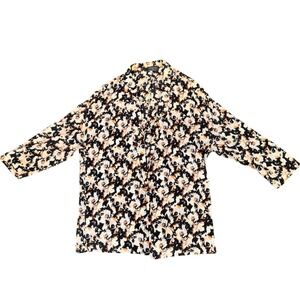 ASTR Floral Print Long Sleeve Shirt Womens Black White Orange Fashion Top